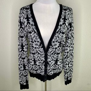 New York and Company Black Silver Cardigan Large
